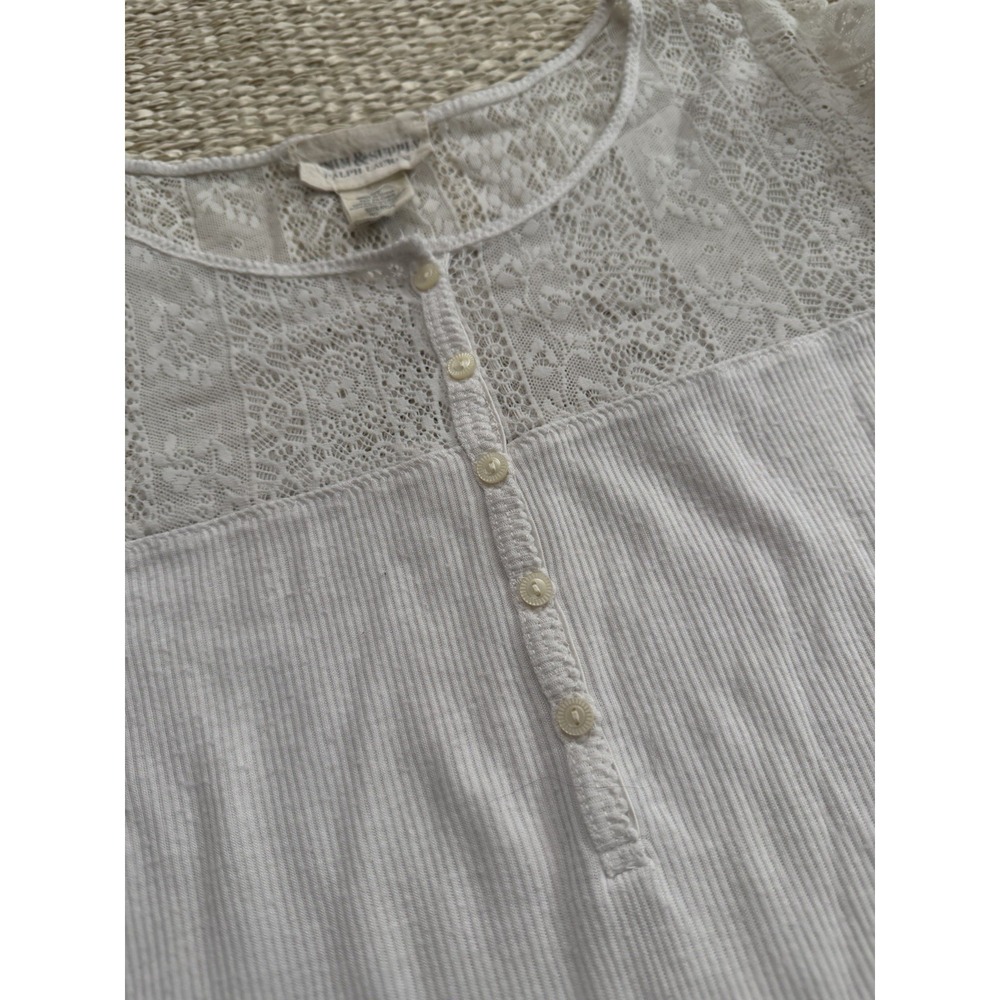 Vintage Y2K Ralph Laurie Denim Supply Lace Henley Dainty Top. Boho - Picture 2 of 8